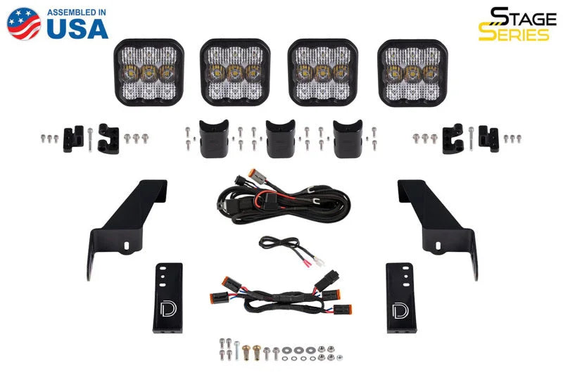 Diode Dynamics Jeep JL SS5 4-Pod CrossLink Grille Lightbar Kit Pro - White Combo - Additional View 7