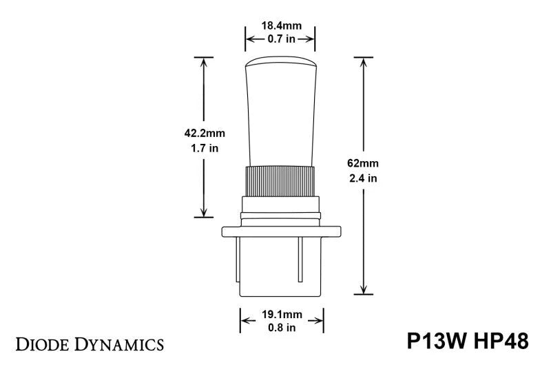 Diode Dynamics P13W HP48 LED - Cool - White (Pair) - Back View