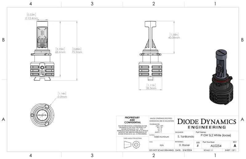 Diode Dynamics P13W Yellow SL2 LED Bulbs (pair) - Additional View 5