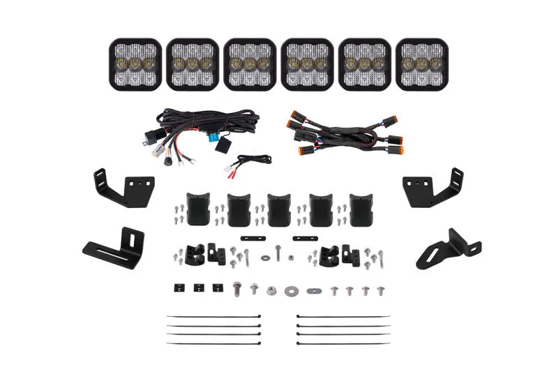 Diode Dynamics Prinsu/Sherpa Roof Racks SS5 6-Pod CrossLink Mounting Kit - Pro White Combo - Main Product View