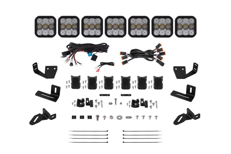 Diode Dynamics Prinsu/Sherpa Roof Racks- SS5 7-Pod CrossLink Mounting Kit - Pro White Combo - Main Product View