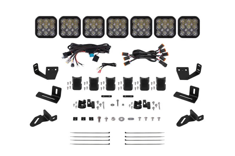 Diode Dynamics Prinsu/Sherpa Roof Racks- SS5 7-Pod CrossLink Mounting Kit - Pro White Driving - Main Product View