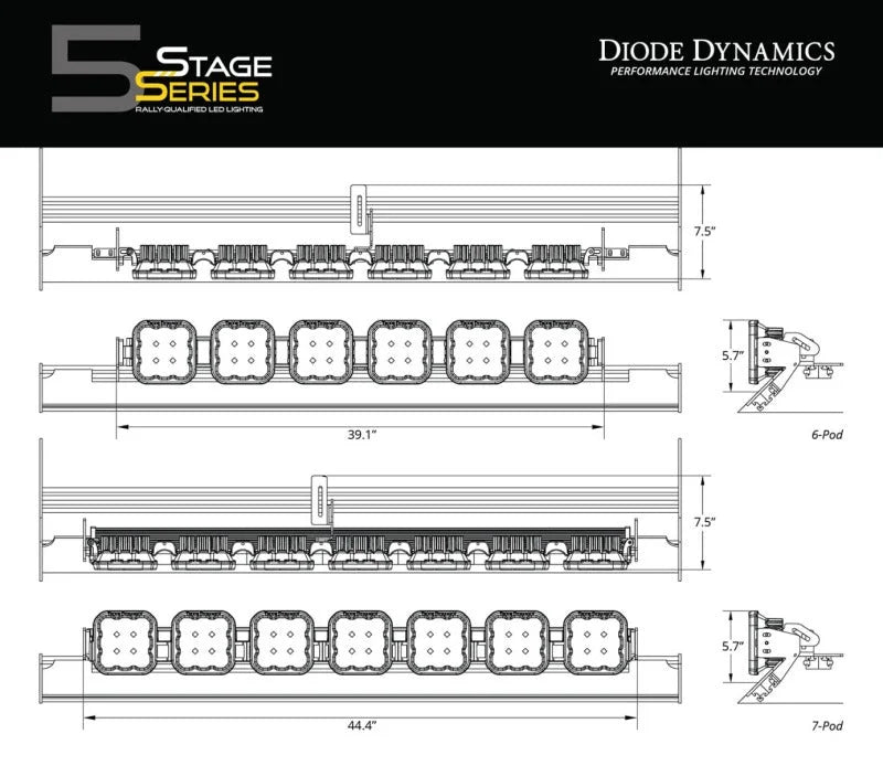 Diode Dynamics Prinsu/Sherpa Roof Racks-SS5 7-Pod CrossLink Mounting Kit - Pro Yellow Driving - Installation View