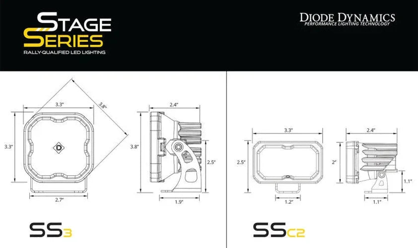 Diode Dynamics 2024+ Toyota Tacoma SS3 LED Ditch Light Kit- Pro Yellow Combo - Back View