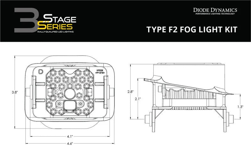 Diode Dynamics SS3 Pro Type F2 Kit ABL - White SAE Fog - Side View