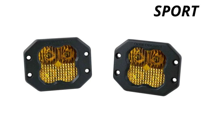 Diode Dynamics SS3 Sport ABL - Yellow SAE Fog Flush (Pair) - Back View