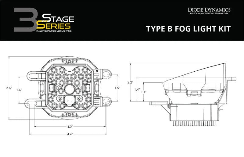 Diode Dynamics SS3 Sport Type B Kit ABL - White SAE Fog - Back View