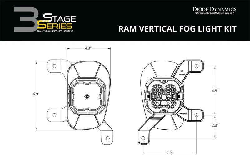Diode Dynamics SS3 Sport Type Ram Vert Kit ABL - White SAE Fog - Additional View 5