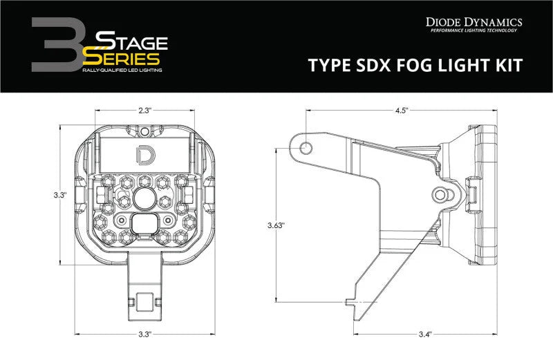 Diode Dynamics SS3 Sport Type SDX Kit ABL - Yellow SAE Fog - Installation View