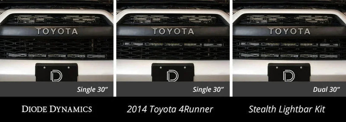 Diode Dynamics 14-19 Toyota 4Runner SS30 (Single) Stealth Lightbar Kit - White Driving - Back View