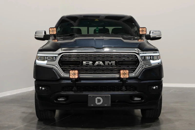 Diode Dynamics SS5 Bumper LED Pod Light Kit for 2019-Present Ram Sport - White Combo - Back View