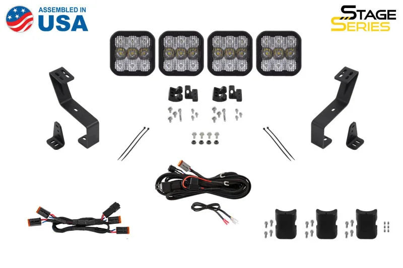 Diode Dynamics SS5 Grille CrossLink Lightbar Kit for 2019-Present Ram - Sport Yellow Combo - Side View