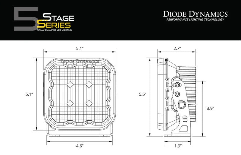 Diode Dynamics SS5 LED Pod Pro - Yellow Spot (Pair) - Additional View 7