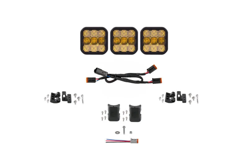 Diode Dynamics SS5 Pro Universal CrossLink 3-Pod Lightbar - Yellow Combo - Main Product View