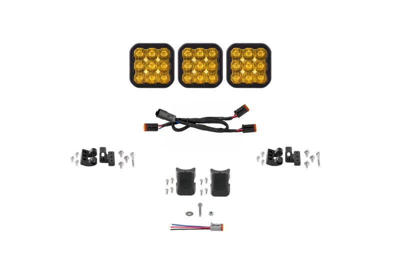 Diode Dynamics SS5 Pro Universal CrossLink 3-Pod Lightbar - Yellow Driving - Main Product View