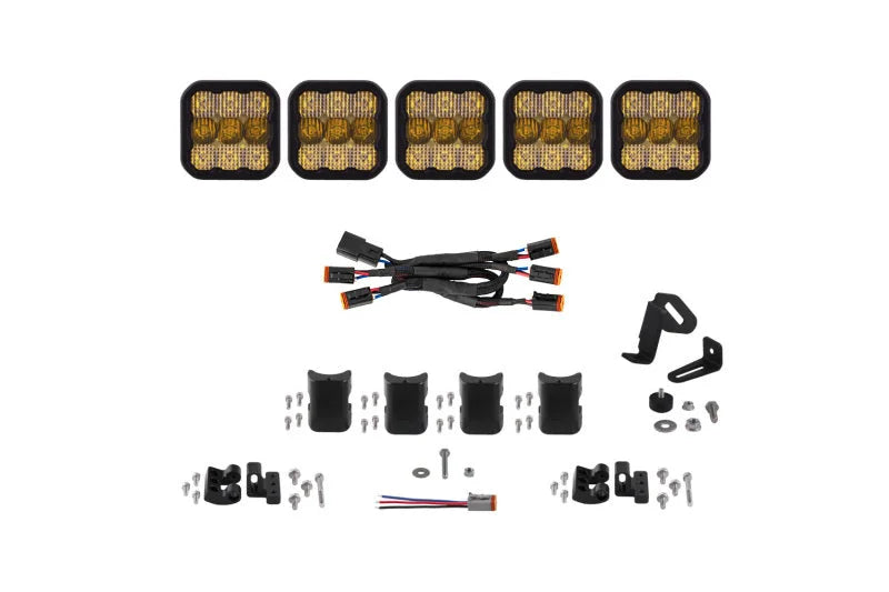 Diode Dynamics SS5 Pro Universal CrossLink 5-Pod Lightbar - Yellow Combo - Main Product View