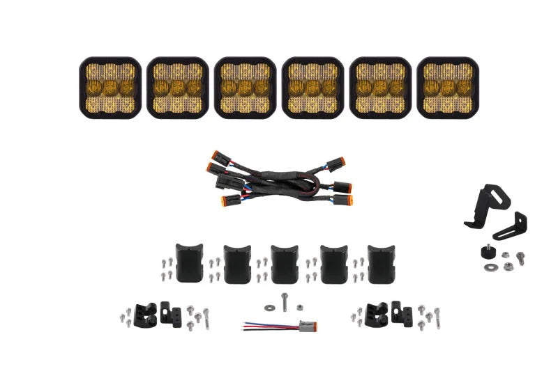 Diode Dynamics SS5 Pro Universal CrossLink 6-Pod Lightbar - Yellow Combo - Main Product View