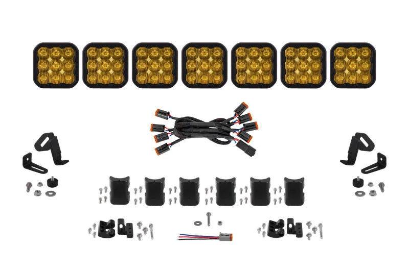 Diode Dynamics SS5 Pro Universal CrossLink 7-Pod Lightbar - Yellow Driving - Main Product View
