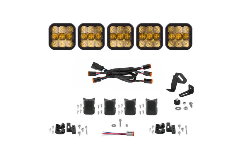 Diode Dynamics SS5 Sport Universal CrossLink 5-Pod Lightbar - Yellow Combo - Main Product View