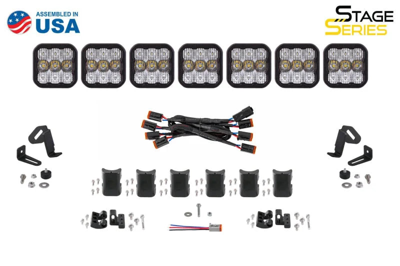 Diode Dynamics SS5 Sport Universal CrossLink 7-Pod Lightbar - White Combo - Back View