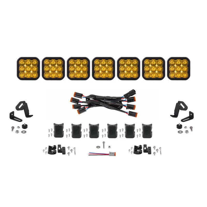 Diode Dynamics SS5 Sport Universal CrossLink 7-Pod Lightbar - Yellow Driving - Main Product View