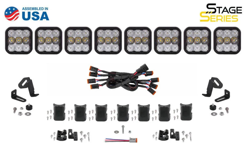 Diode Dynamics SS5 Sport Universal CrossLink 8-Pod Lightbar - Yellow Driving - Back View