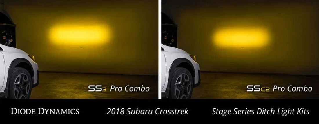 Diode Dynamics 18-21 Subaru Crosstrek Sport SS3 LED Ditch Light Kit - Yellow Combo - Installation View