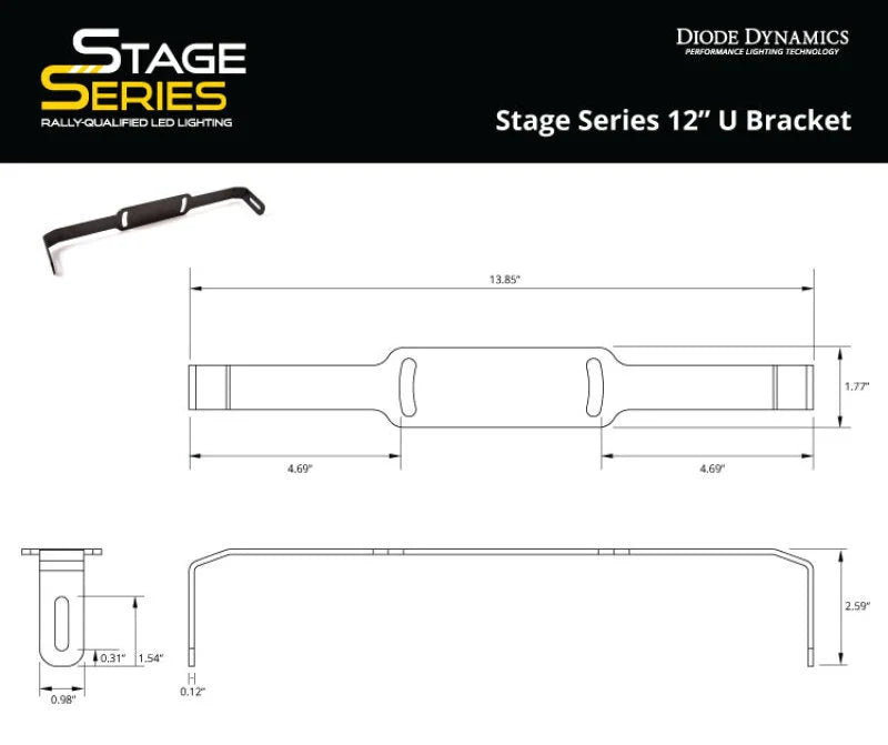Diode Dynamics Stage Series 12 In U Bracket (Pair) - Back View