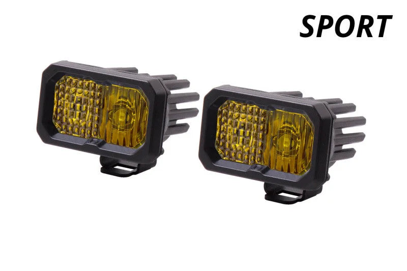 Diode Dynamics Stage Series 2 In LED Pod Sport - Yellow Combo Standard ABL (Pair) - Side View