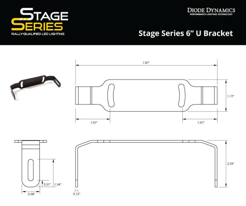 Diode Dynamics Stage Series 6 In U Bracket (Single) - Side View