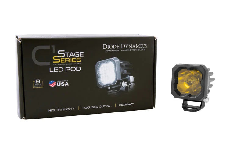 Diode Dynamics Stage Series C1 LED Pod Pro - Yellow Flood Standard ABL Each - Back View