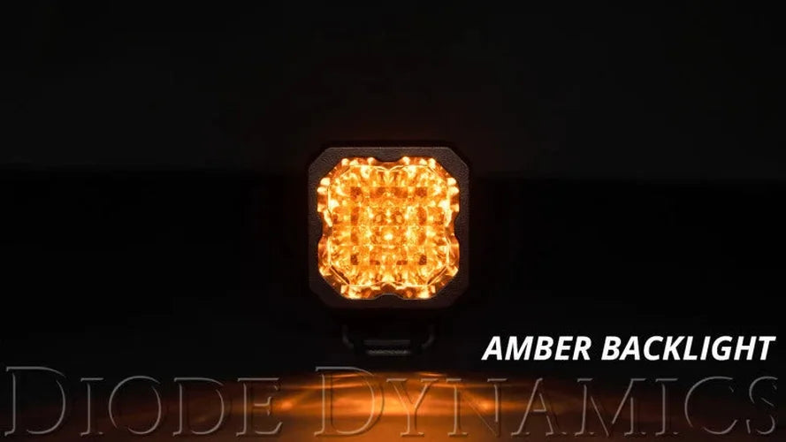 Diode Dynamics Stage Series C1 LED Pod Pro - Yellow Flood Standard ABL (Pair) - Side View