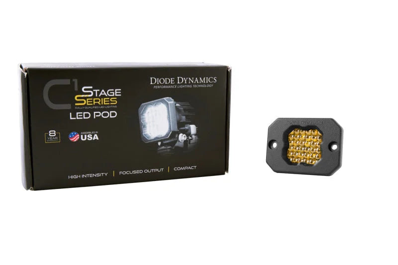 Diode Dynamics Stage Series C1 LED Pod Sport - Yellow Flood Flush ABL Each - Installation View