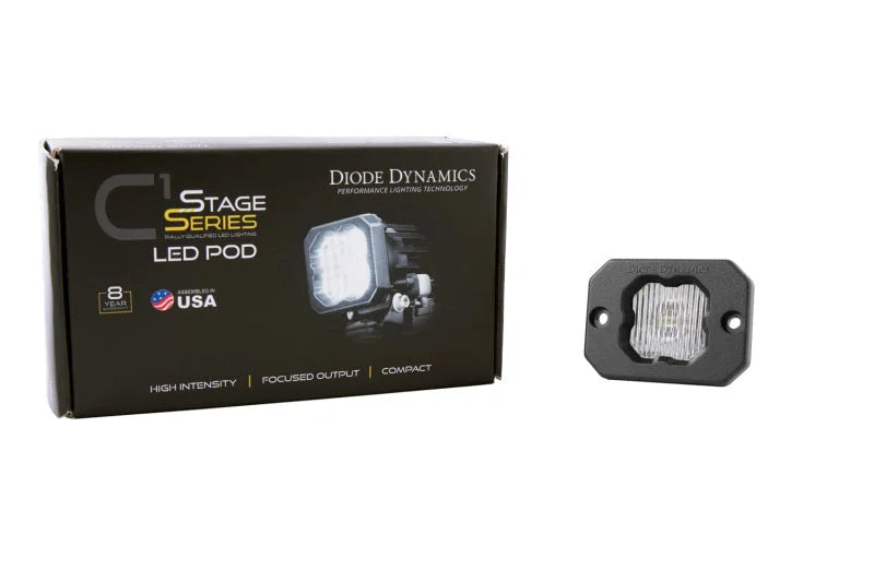 Diode Dynamics Stage Series C1 LED Pod - White SAE Fog Flush ABL Each - Back View