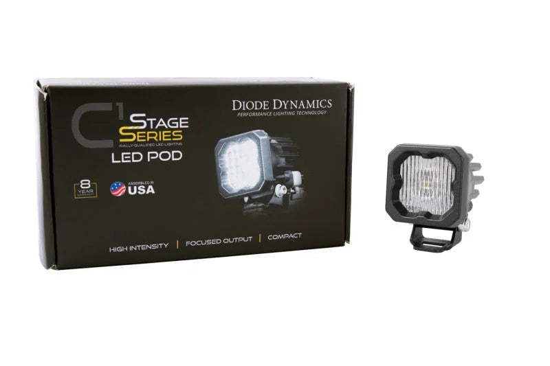 Diode Dynamics Stage Series C1 LED Pod - White SAE Fog Standard ABL Each - Side View