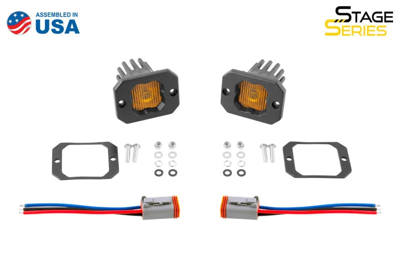 Diode Dynamics Stage Series C1 LED Pod - Yellow SAE Fog Flush ABL (Pair) - Back View