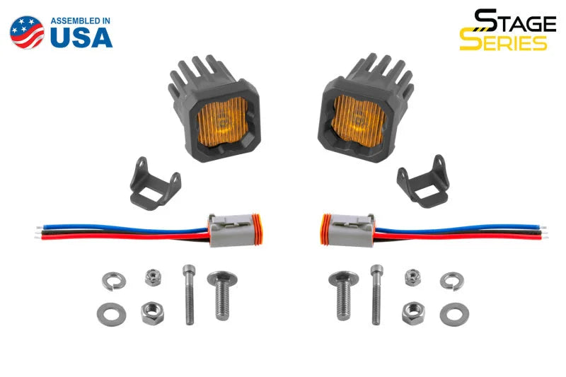 Diode Dynamics Stage Series C1 LED Pod - Yellow SAE Fog Standard ABL (Pair) - Back View
