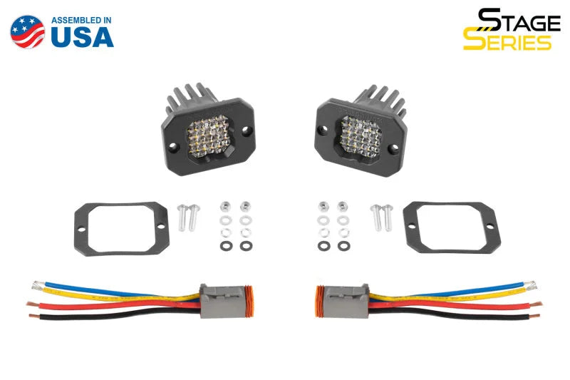 Diode Dynamics Stage Series C1R - White Flood Flush Mount LED Pod (Pair) - Back View