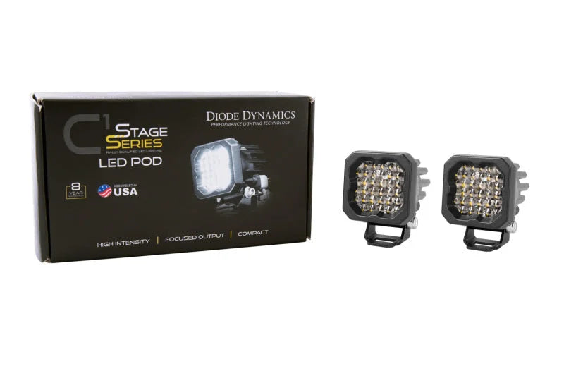 Diode Dynamics Stage Series C1R - White Flood Standard LED Pod (Pair) - Back View