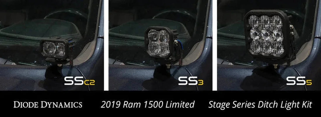 Diode Dynamics Stage Series Ditch Light Kit for 2019-Present Ram C2 - Pro White Combo - Installation View