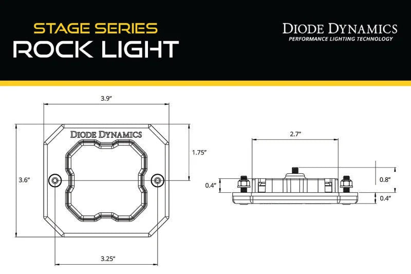 Diode Dynamics Stage Series Rock Light Flush Mount Adapter Kit (one) - Installation View
