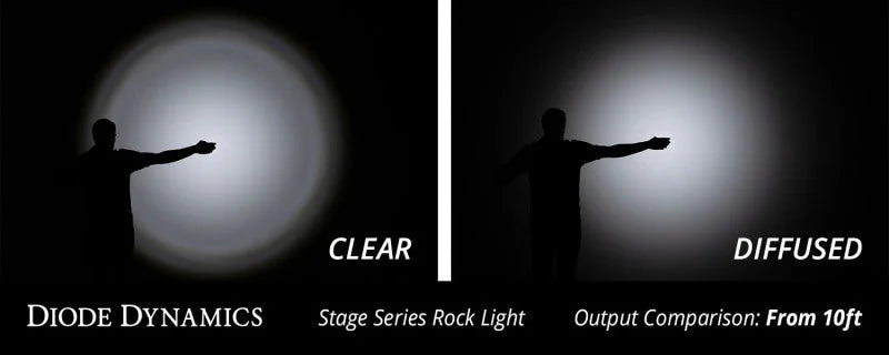 Diode Dynamics Stage Series Rock Lights - Green Clear Lens - Side View
