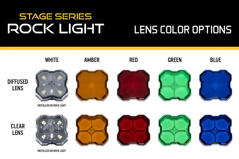 Diode Dynamics Stage Series Rock Lights - Green Clear Lens - Installation View