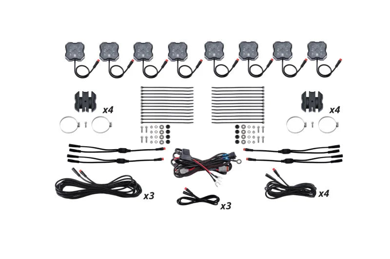 Diode Dynamics Stage Series SXS Rock Light Installer Kit - RGBW M8 (8-pack) - Main Product View