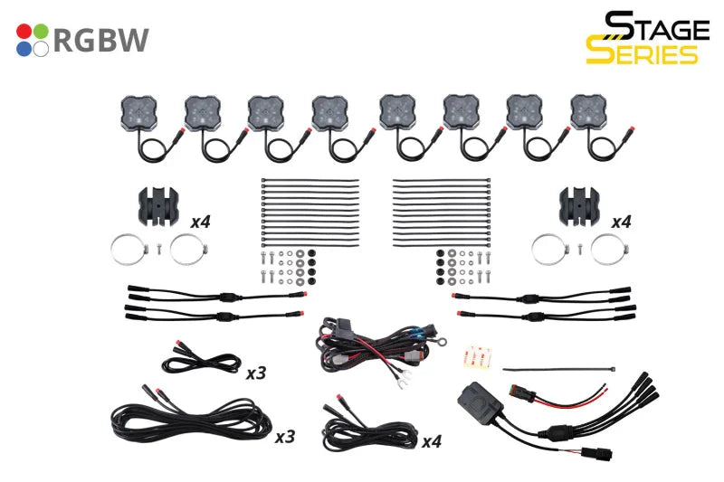 Diode Dynamics Stage Series SXS Rock Light Installer Kit - RGBW M8 (8-pack) - Additional View 14