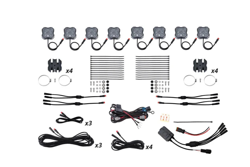 Diode Dynamics Stage Series SXS Rock Light Installer Kit - RGBW M8 w/Controller (8-pack) - Main Product View