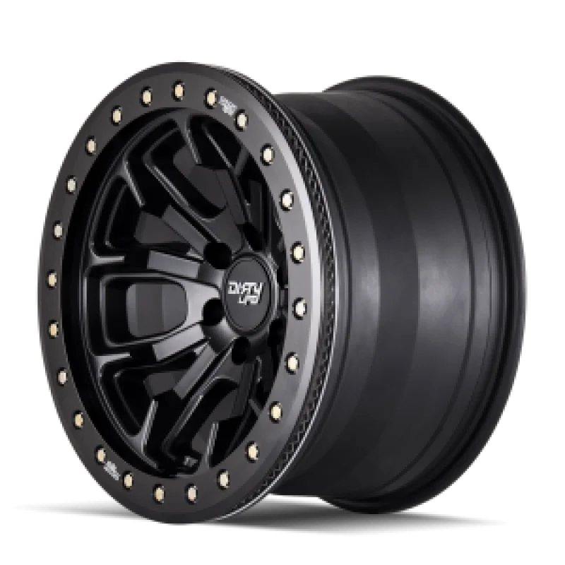 Dirty Life 9303 DT-1 17x9/8x165.1 BP/-12mm Offset/130.8mm Hub Matte Black Wheel - Beadlock - Side View