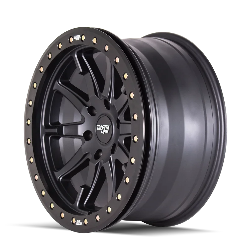 Dirty Life 9304 DT-2 20x9 / 6x135 BP / 12mm Offset / 87.1mm Hub Matte Black Wheel - Beadlock - Side View