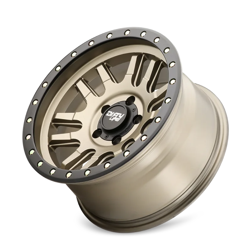 Dirty Life 9309 Canyon Pro 17x9/5x127 BP/-12mm Offset/71.5mm Hub Satin Gold Wheel - Beadlock - Detail View