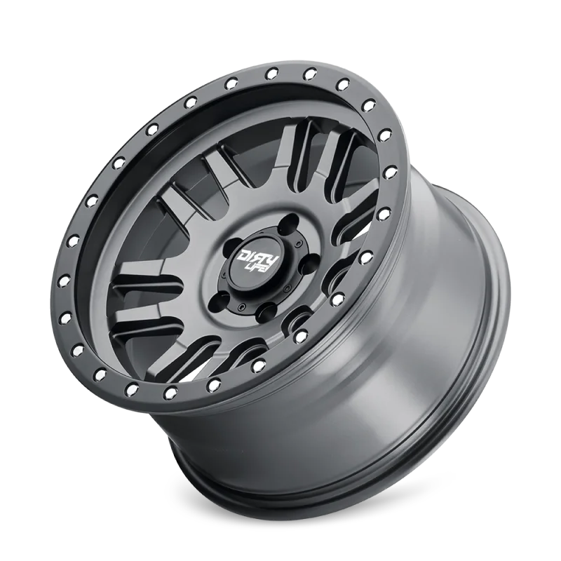 Dirty Life 9309 Canyon Pro 17x9/5x127 BP/-38mm Offset/71.5mm Hub Satin Graphite Wheel - Beadlock - Side View